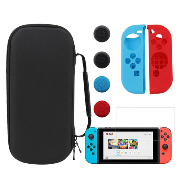 Kit 8-In-1 Custodia Da Trasporto Copri Joycon E Joypad Pellicola In Vetro Per Nintendo Switch