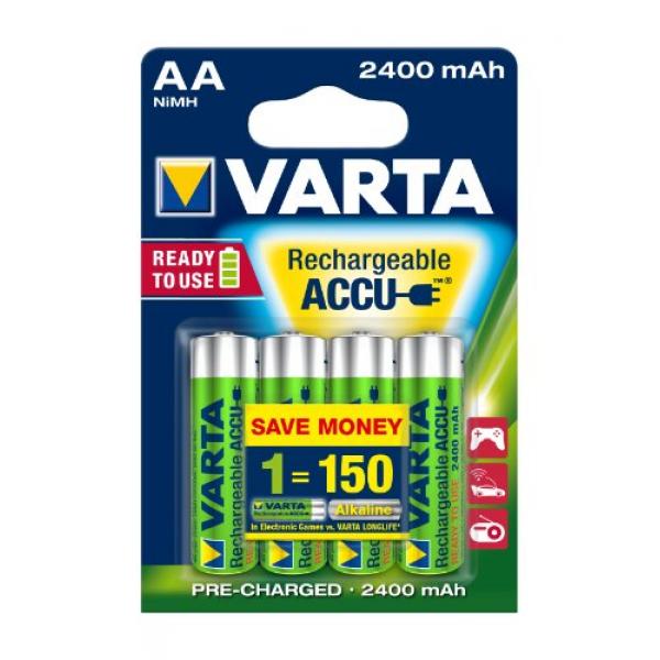 Varta Batterie Stilo AA Ricaricabili 2400Mah 4 Pz