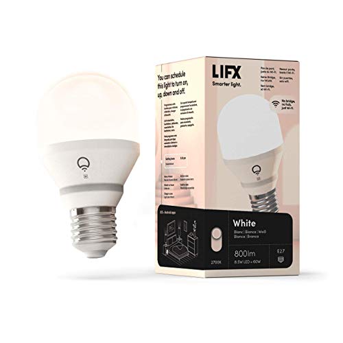 LIFX Mini Lampadina Bianco, Attacco E27 8.5W 800 Lumen 2700K No Bridge No Hub